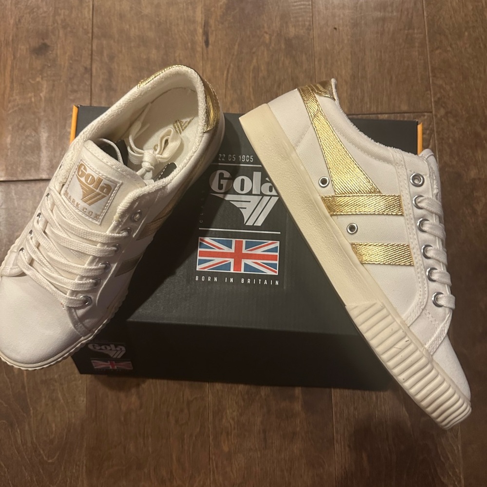 Gola White and Gold Athletic Shoes